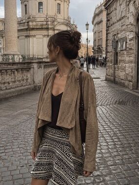 Blanc Noir Tan Cowl Neck Zip Up Jacket